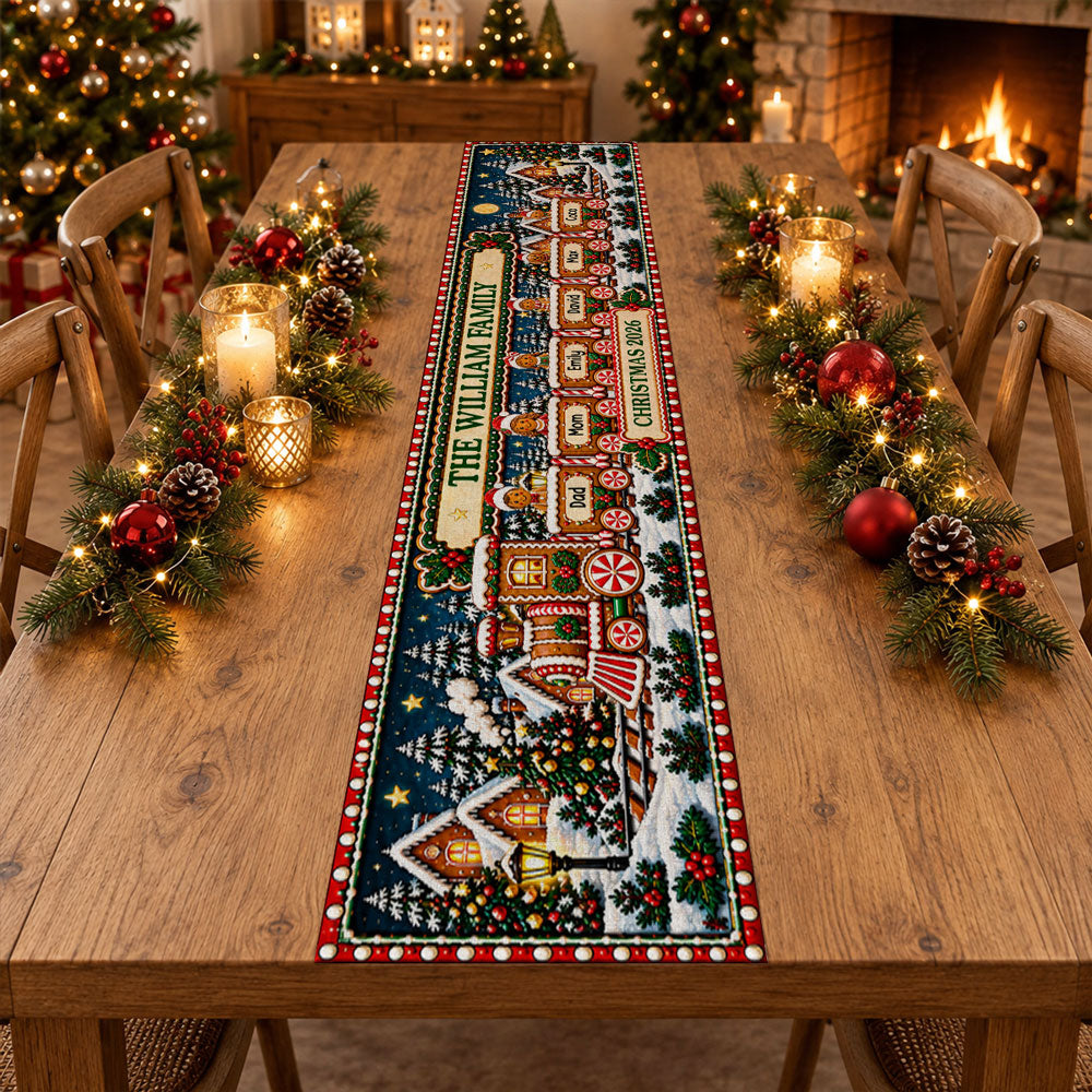 Custom Family Name Christmas Gifts, Holiday Decor Gift • Together Is Home - Personalized Table Runner