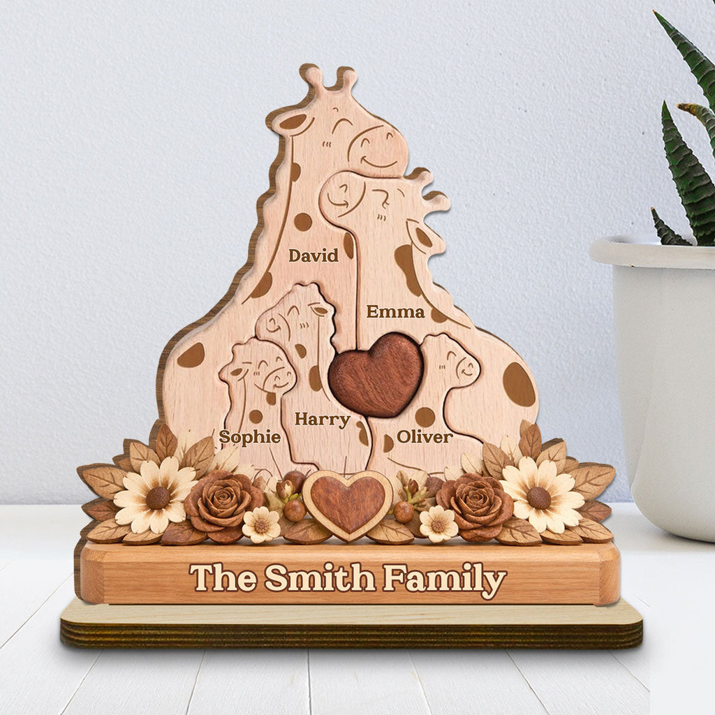 Custom Mother's Day Decor, Gift for Mom & Grandma • Warm Hug - Personalized 2-Layer Wood Plaque With Flat Base