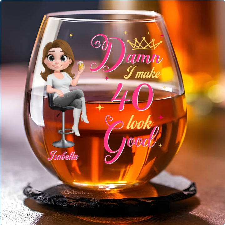 This Queen Look Fabulous - Personalized Wine Glass