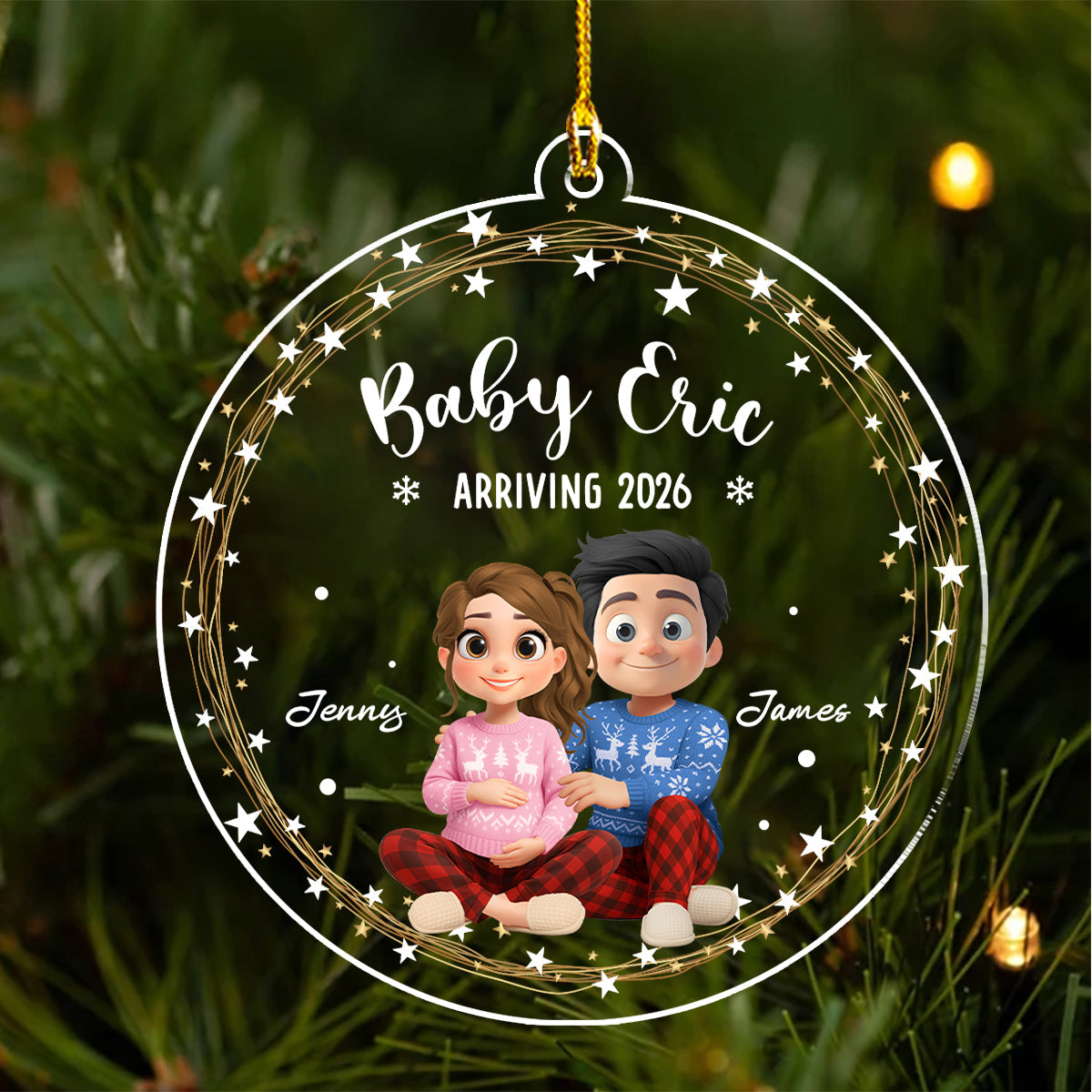 Custom Family Ornament, Christmas Gift for Family Members •  Arrive To This World - Personalized Acrylic Ornament