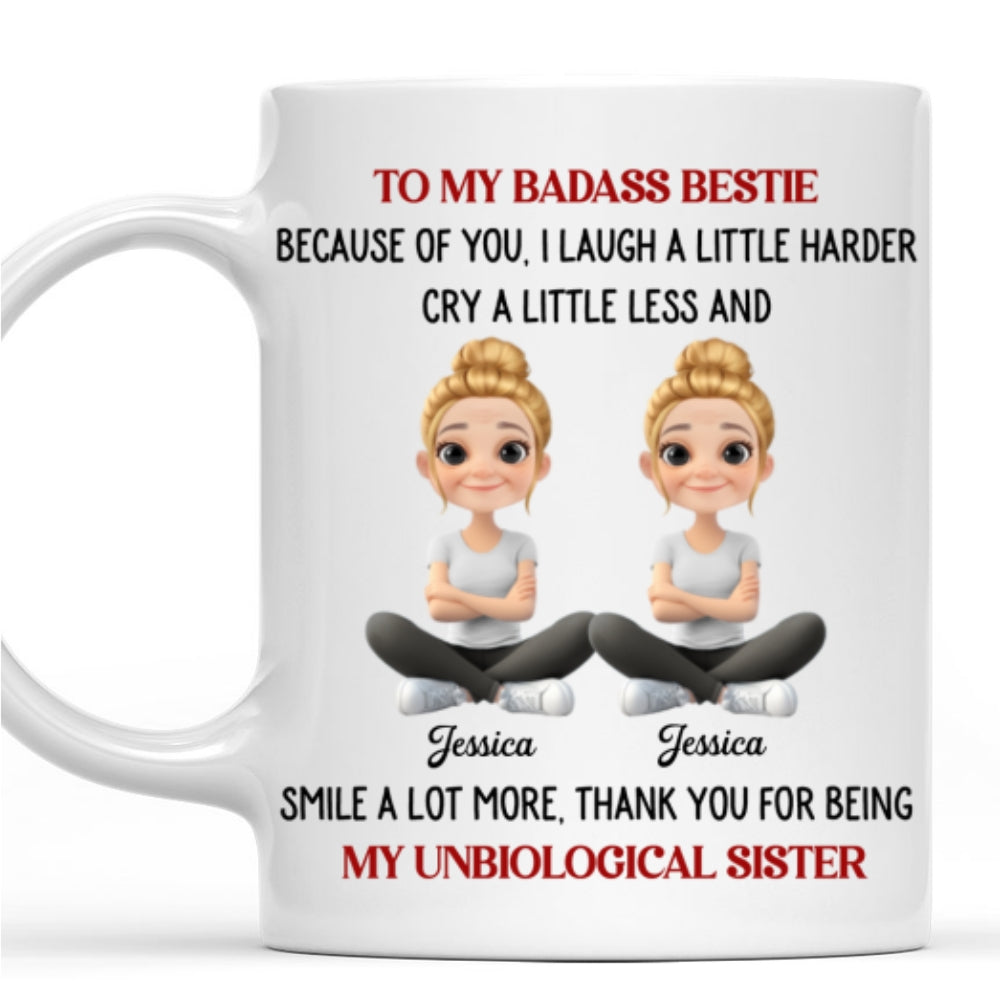 Custom Best Friend, Christmas & Birthday Friendship Keepsake Gift • Thanks For My Unbiological Sister - Personalized Coffee Mug