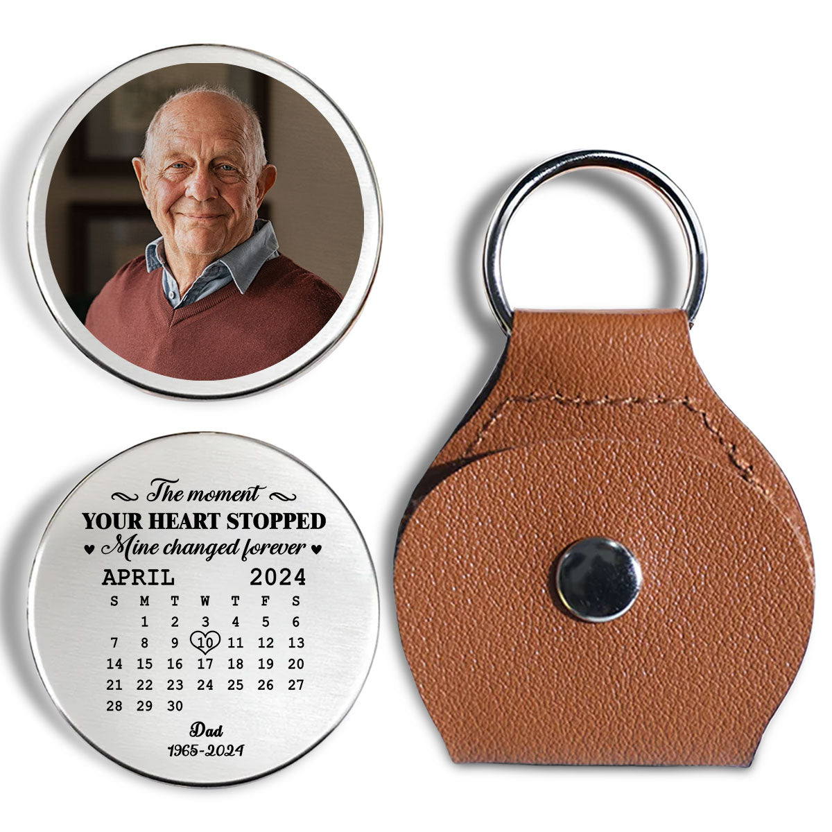 Custom Photo Memorial Coin Keychain, Sympathy Keepsake • The Moment - Personalized Pocket Hug