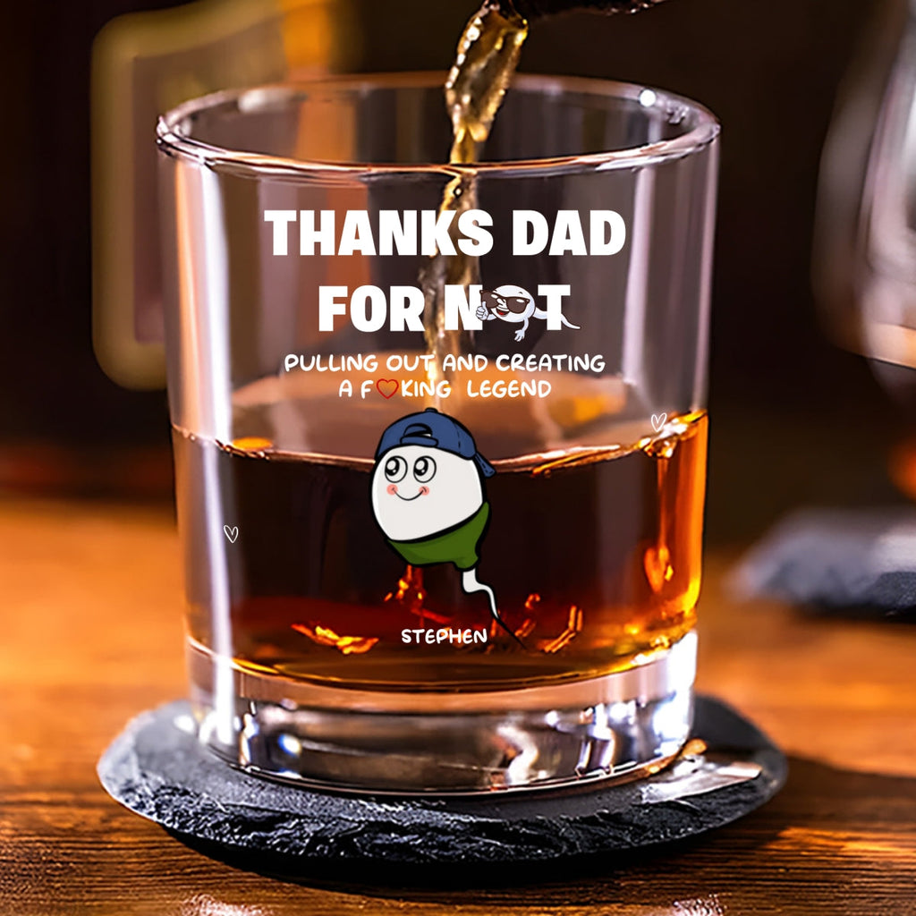 Custom Father's Day Birthday Gifts for Dad • Thanks Dad For Creating A Legend - Personalized Whiskey Glass