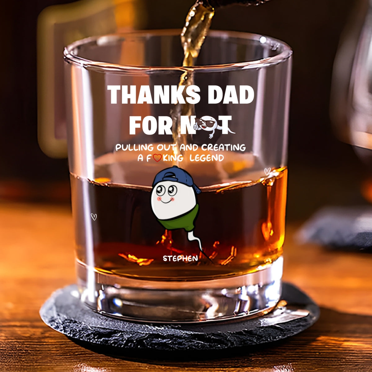 Custom Father's Day Birthday Gifts for Dad • Thanks Dad For Creating A Legend - Personalized Whiskey Glass