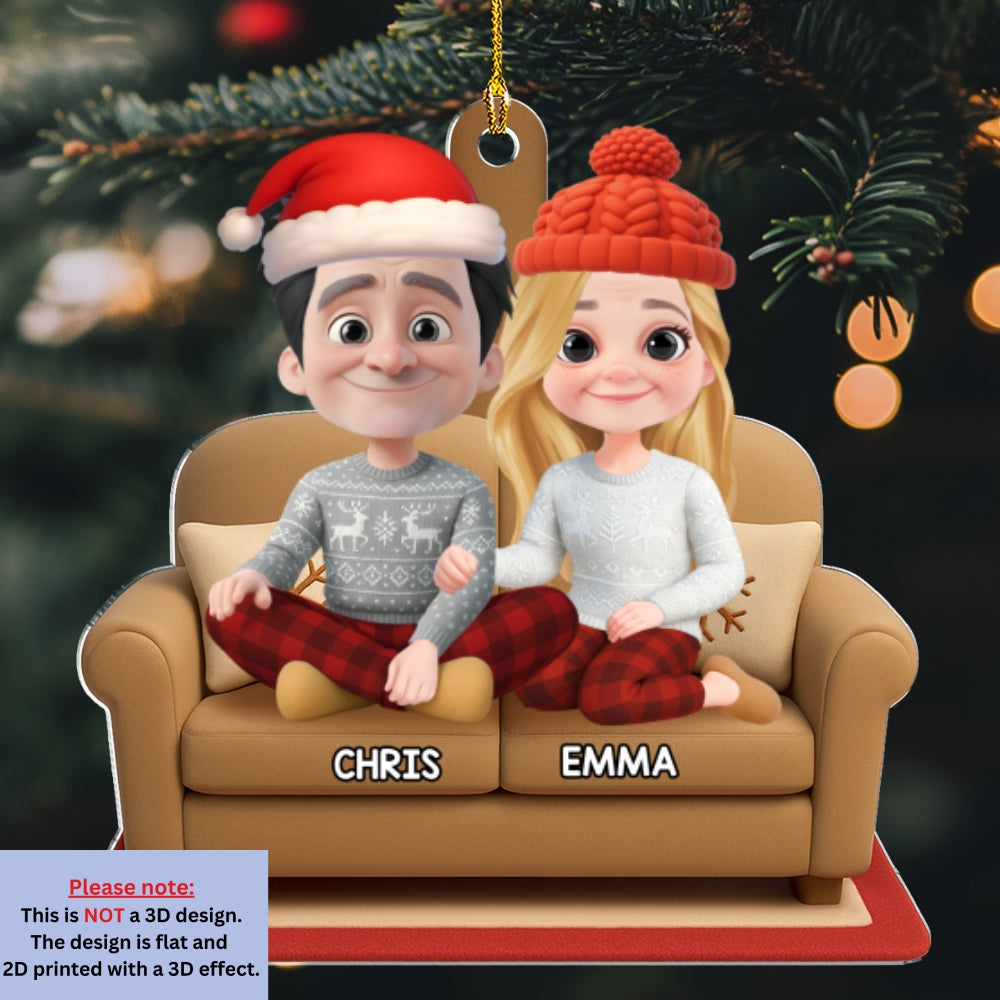 Custom Couple Christmas Ornament, Anniversary Gift •  Together Forever - Personalized 3D Effect Acrylic Ornament
