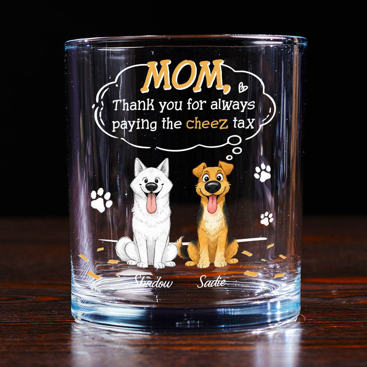 Custom Christmas Birthday Drinkware Gifts for Dog Lovers • Paying It All - Personalized Whiskey Glass
