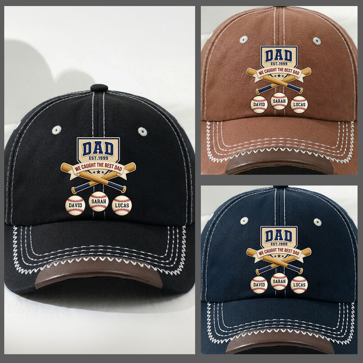 We Caught The Best Baseball Dad - Personalized Vintage Soft Baseball Cap