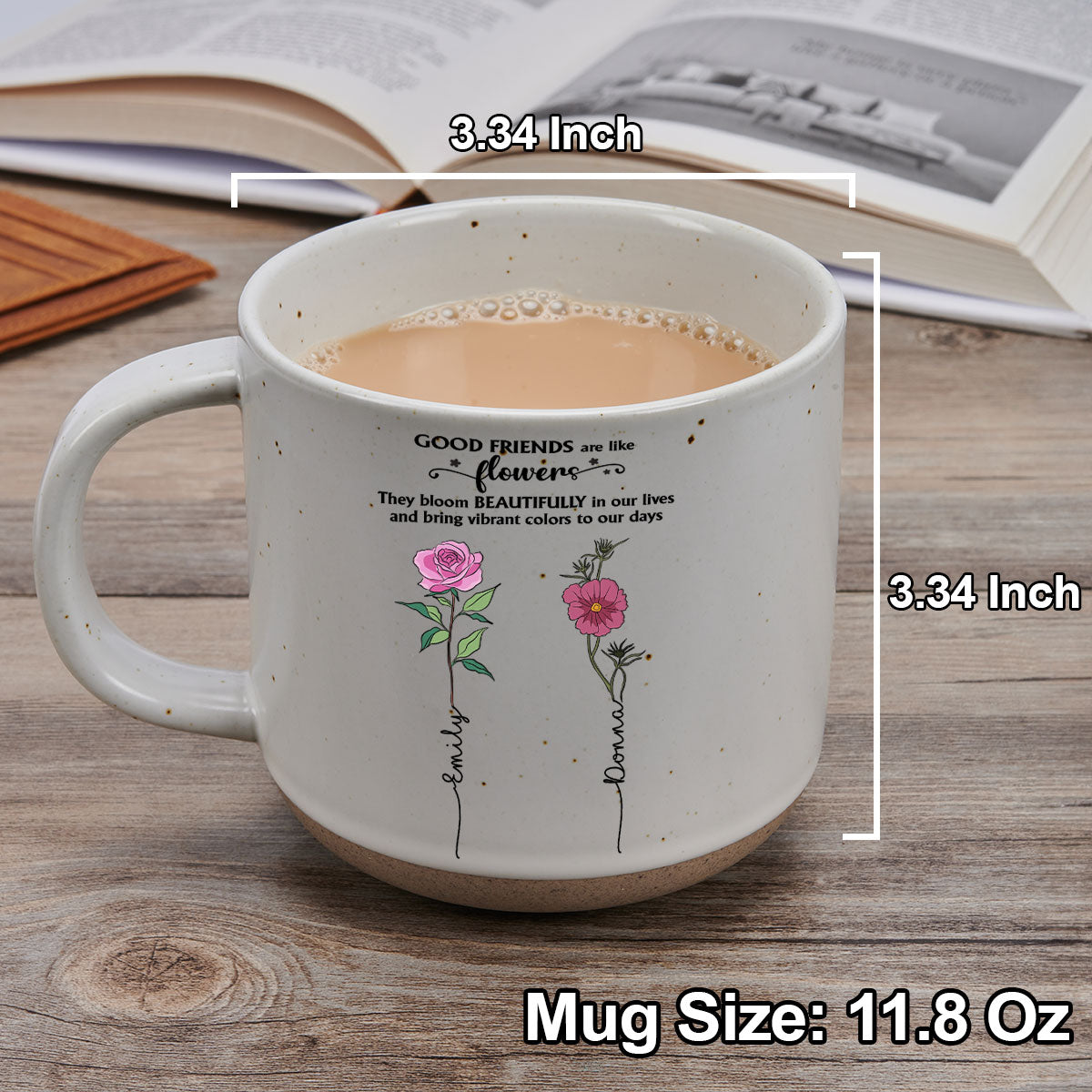 Custom Best Friend, Christmas & Birthday Friendship Keepsake Gift • If Friends Were Flowers - Personalized Pottery Mug