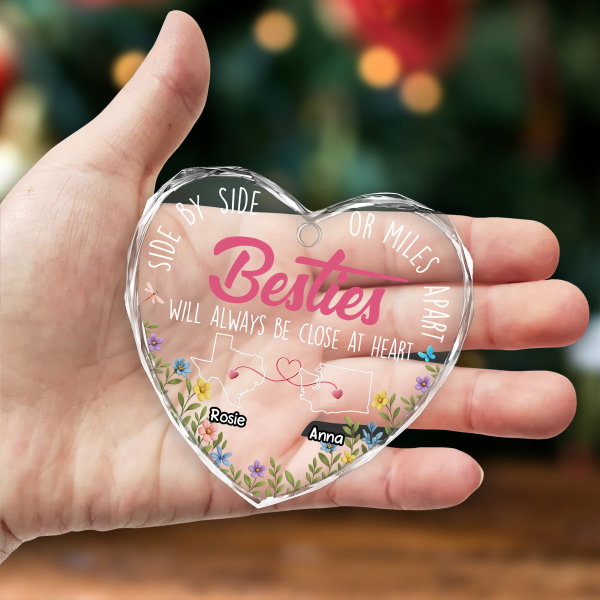 Custom Keepsake Christmas Ornament •  Heart By Heart - Personalized Glass Ornament