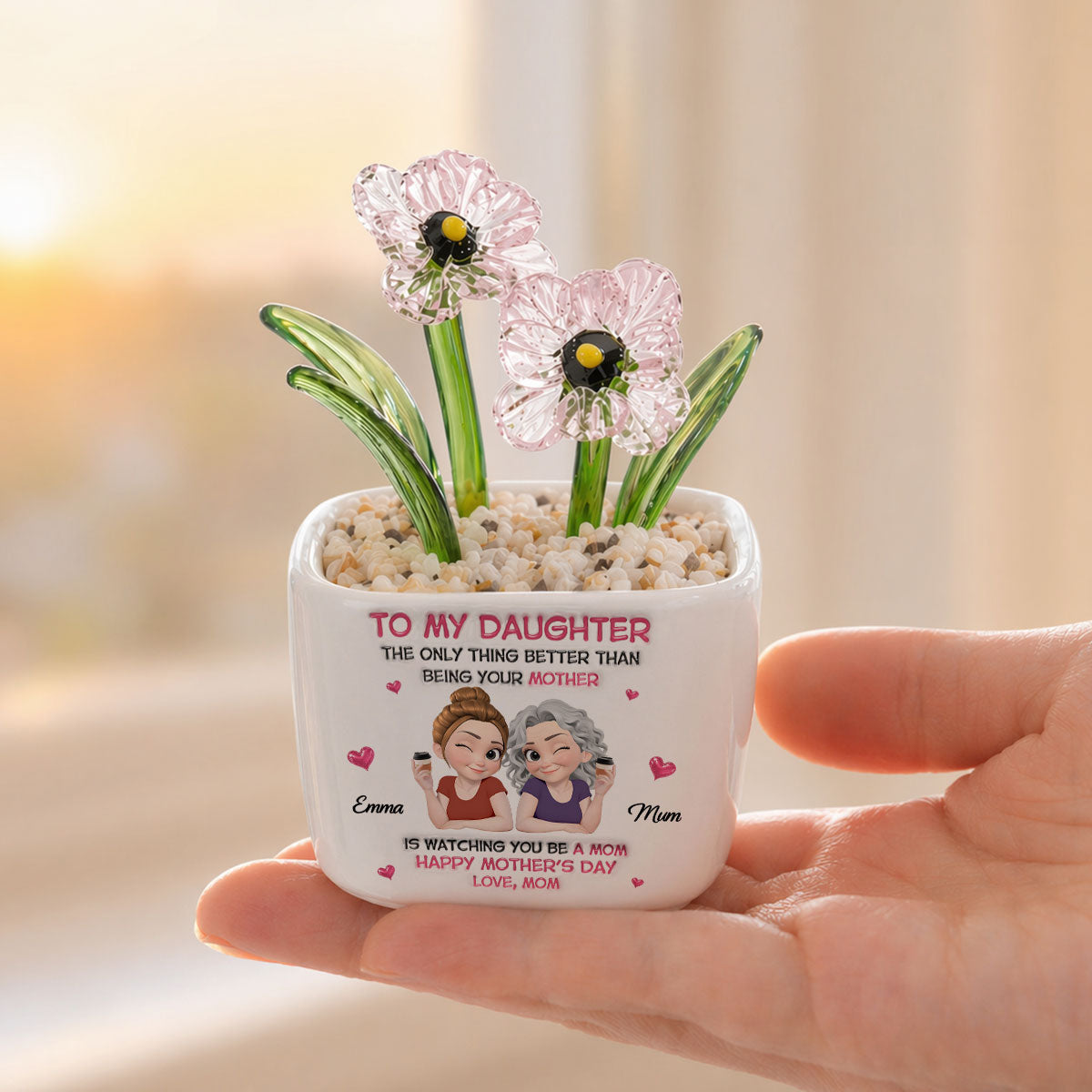 Watching Daughter Be A Mom - Personalized Glass Birth Month Flower