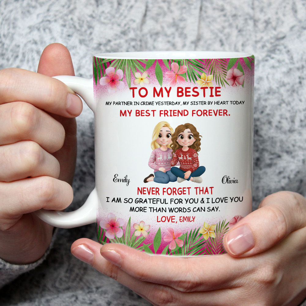 Custom Best Friend, Christmas & Birthday Friendship Keepsake Gift • My Partner In Crime Yesterday - Personalized Coffee Mug