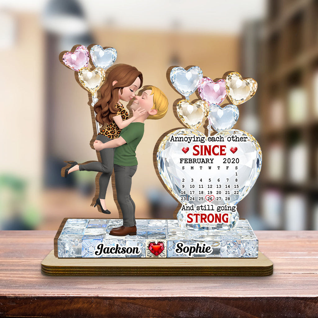 Custom Couple's Decor, Anniversary & Wedding Gift • Love Bound - Personalized 2-Layer Wood Plaque With Flat Base