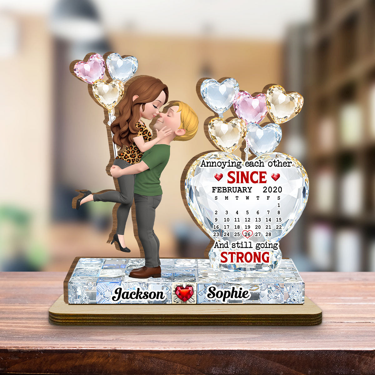 Custom Couple's Decor, Anniversary & Wedding Gift • Love Bound - Personalized 2-Layer Wood Plaque With Flat Base