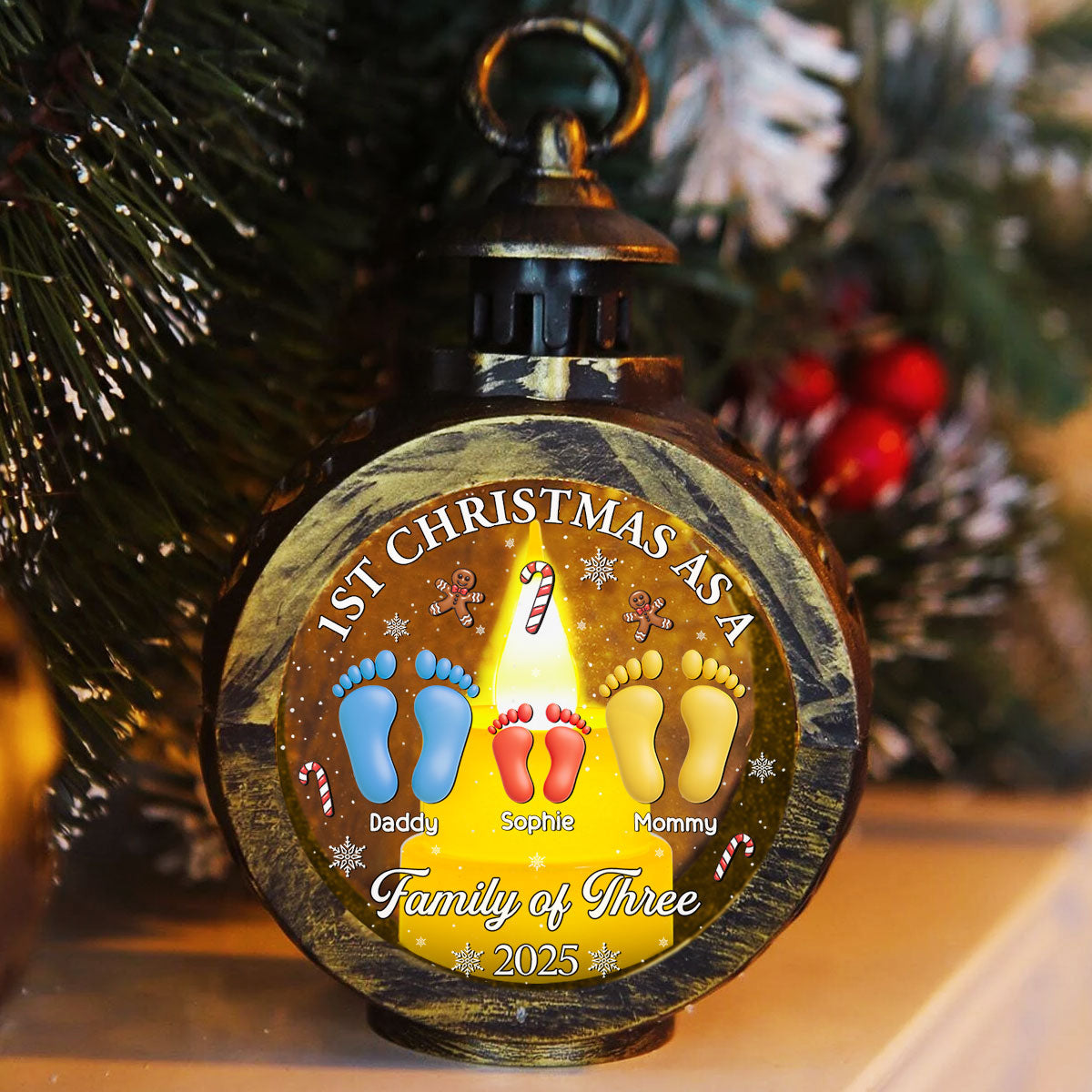 Custom Family Christmas Gifts, Holiday Decor • Our First Christmas - Personalized Christmas Lantern