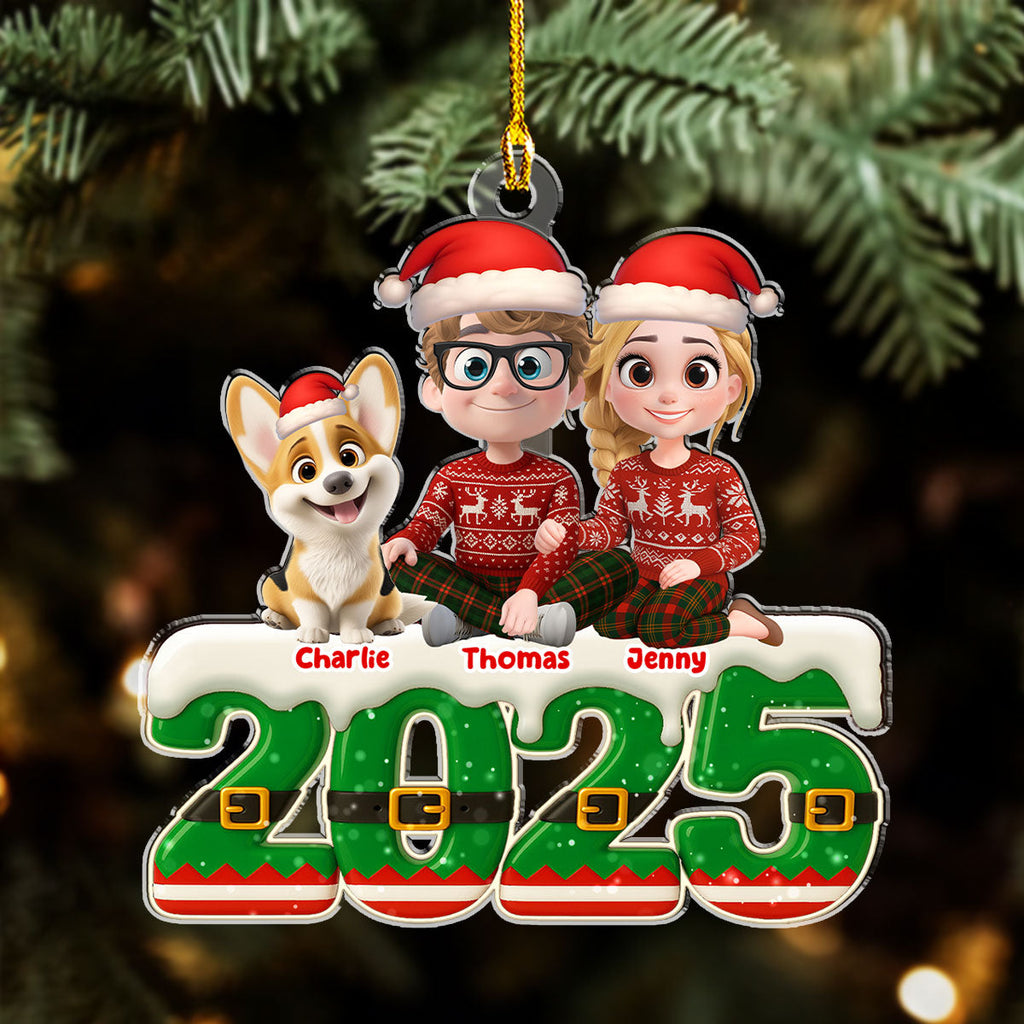Custom Family Ornament, Christmas Gift for Family Members •  Elf Family - Personalized Acrylic Ornament