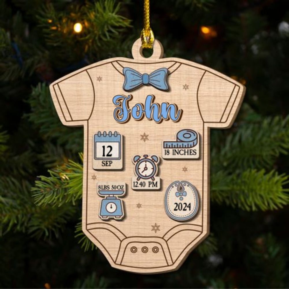 Custom Baby First Christmas Ornament for New Parents •  Baby First Christmas - Personalized Freeshape 2-Layered Wood Ornament