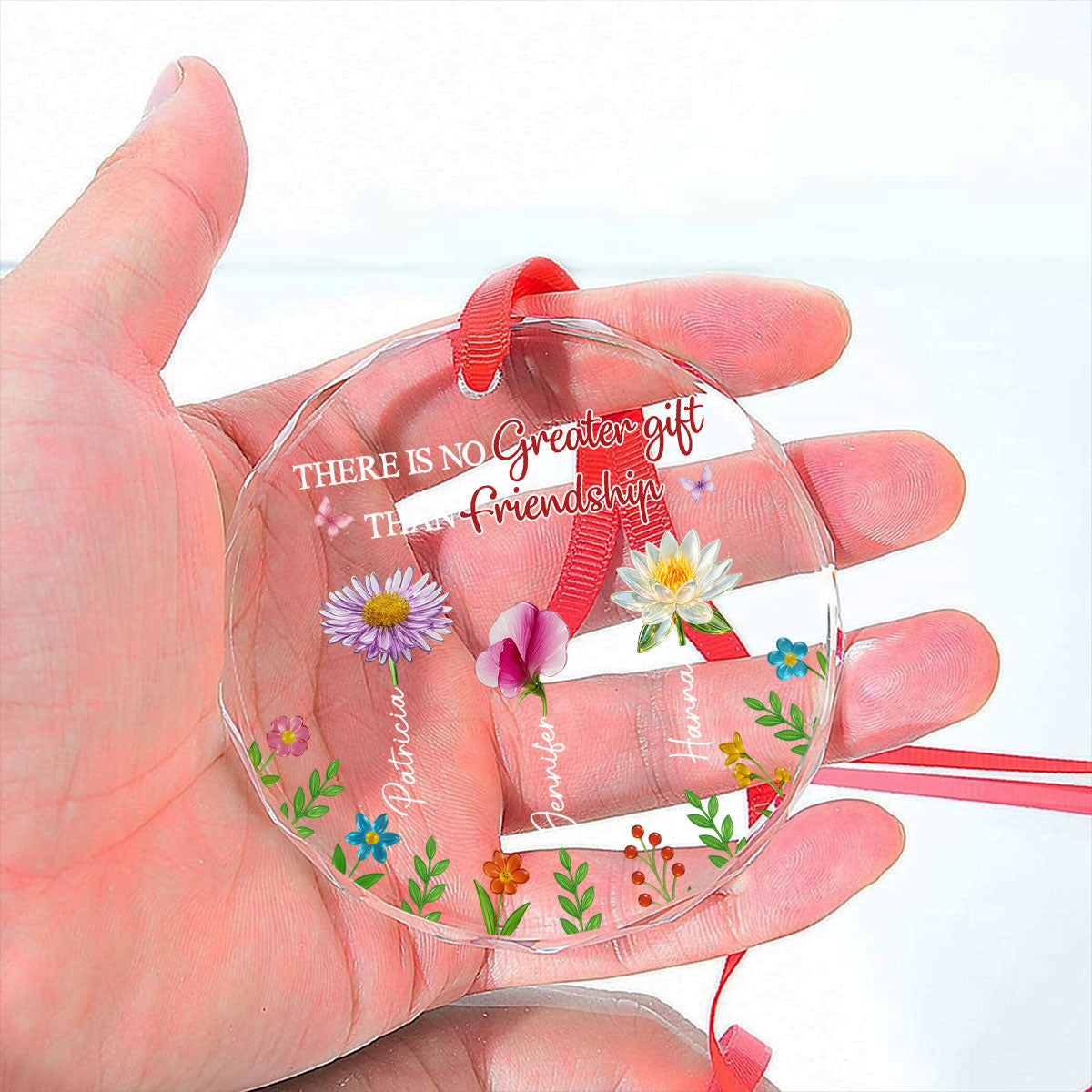 Custom Friendship Christmas Ornament, Best Friend Gift •  Greatest Friendship - Personalized Glass Ornament