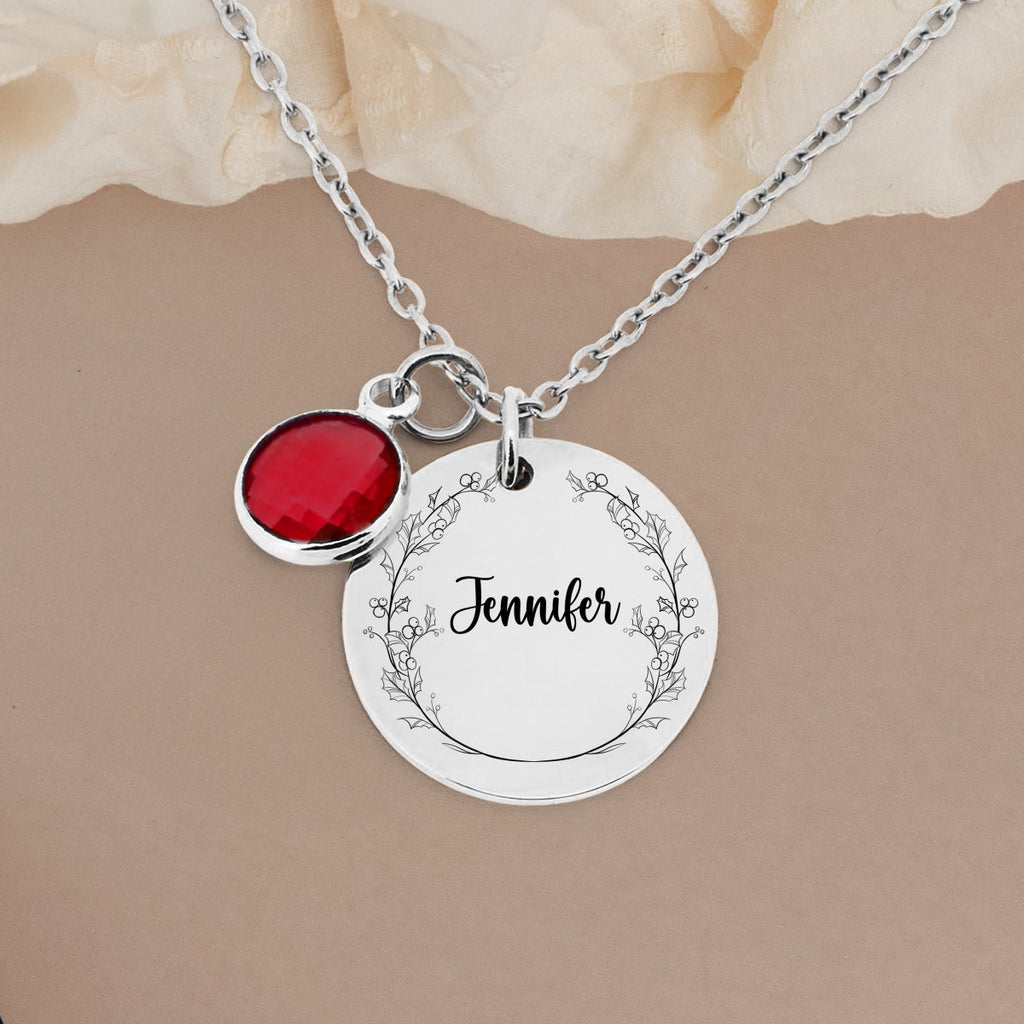 Name Circle Flower - Personalized Birthstone Necklace