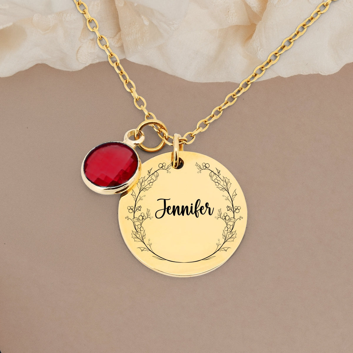 Name Circle Flower - Personalized Birthstone Necklace