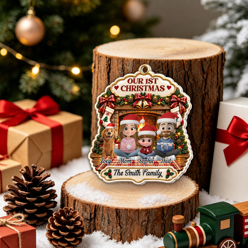 Custom Family First Christmas Ornament •  Forever Family - Personalized 3D White Acrylic Ornament