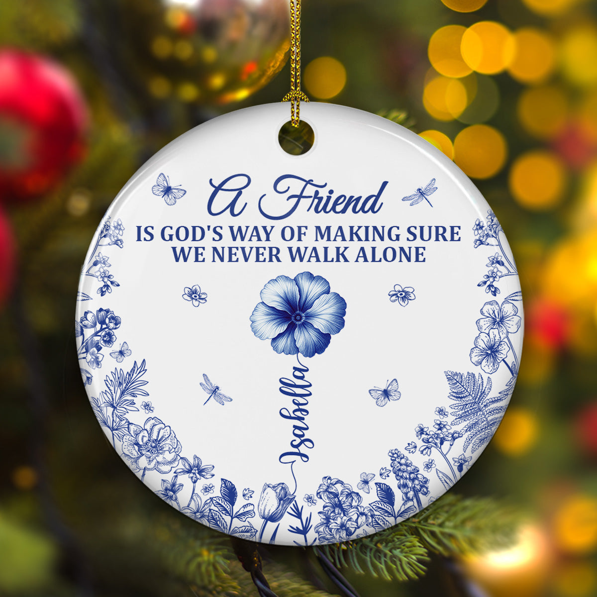 Custom Sister Christmas Ornament •  Never Walk Alone - Personalized Ceramic Ornament