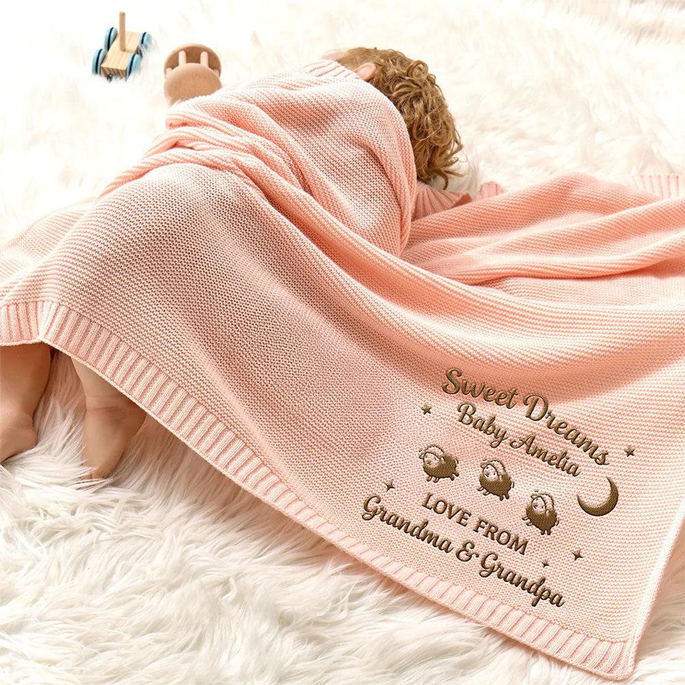 Love From Grandma - Personalized Embroidered Knitted Baby Blanket
