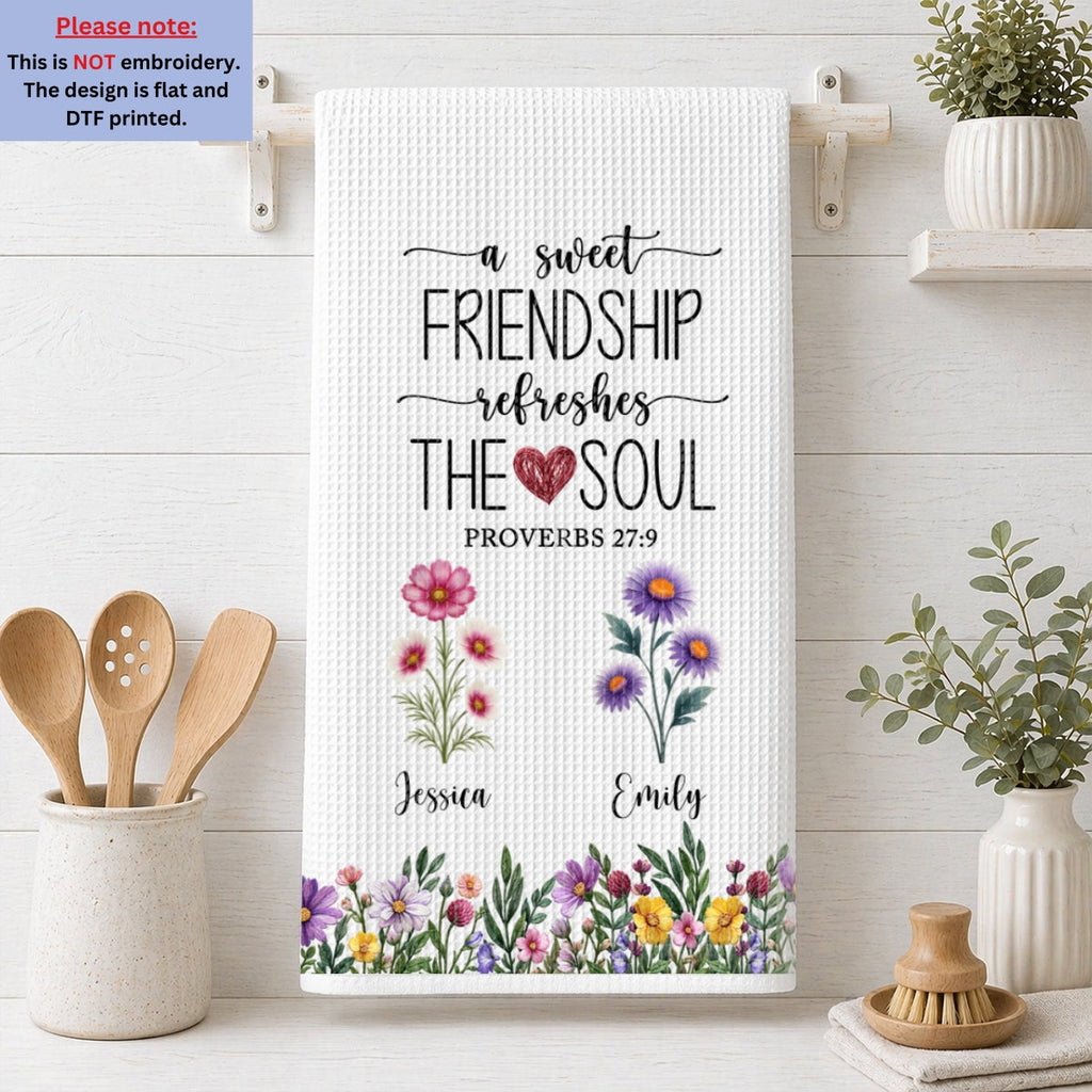Custom Sister Kitchen Towel With Names, Birthday Christmas Gift For Sister Sibling • Rare Souls True Friends - Personalized Kitchen Towel