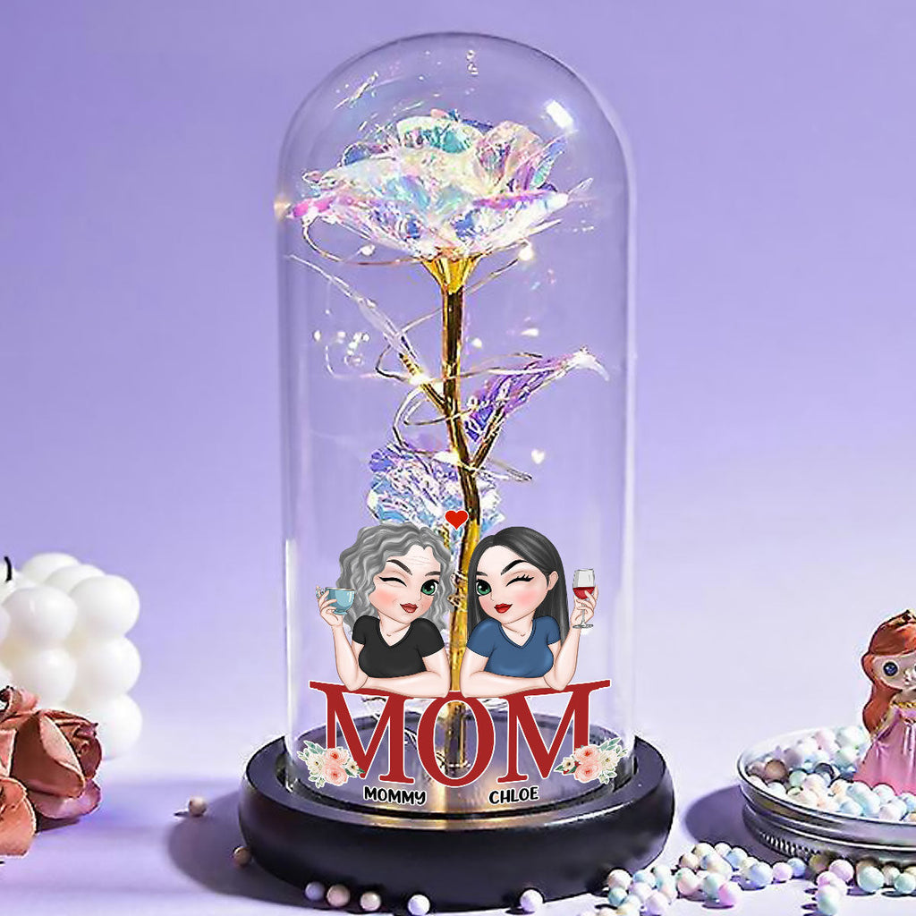 Mom Is The Best - Personalized Sparkly Rose
