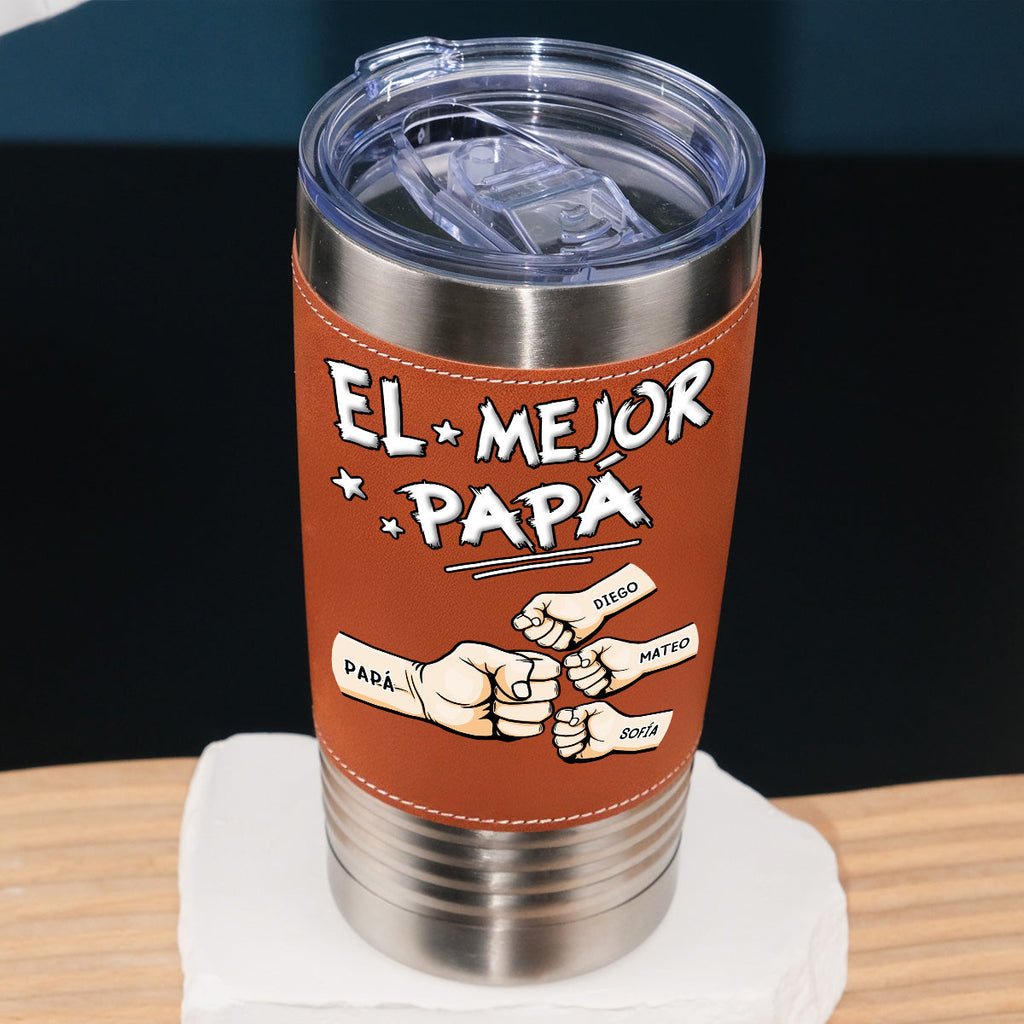 Custom Father's Day Birthday Gifts For Dad • Mejor Papá - Vaso De Cuero Personalizado