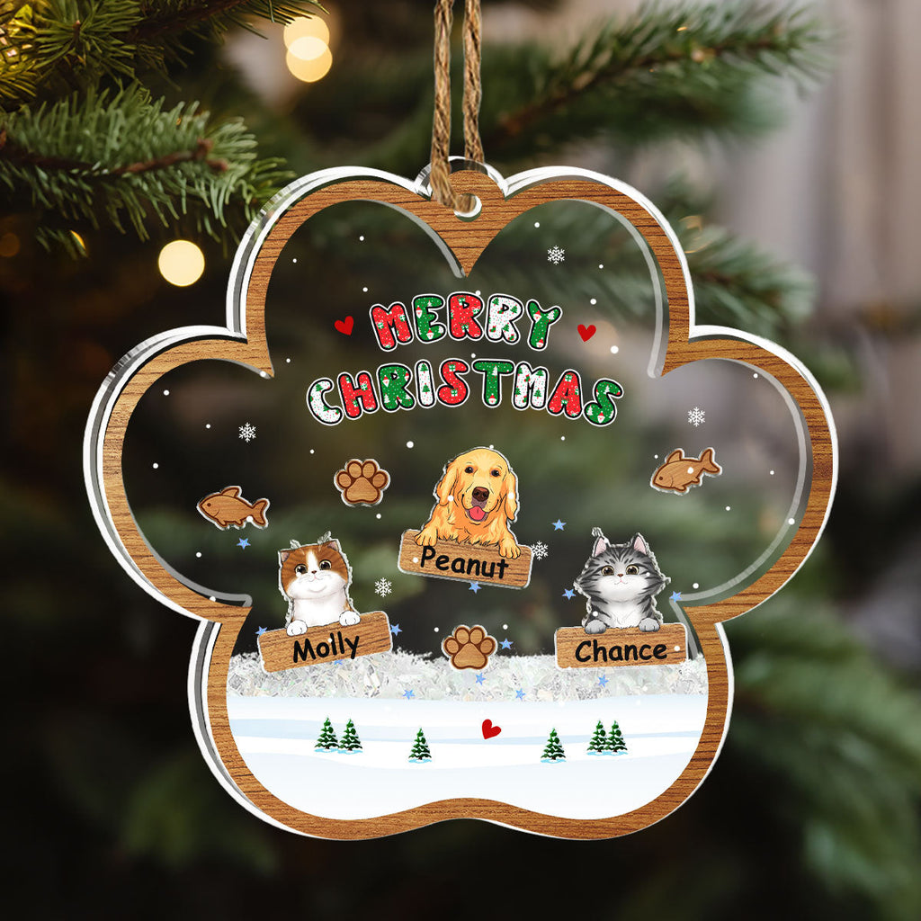 Custom Keepsake Christmas Ornament •  Merry Christmas Ver Pet - Personalized Acrylic Shaker Ornament