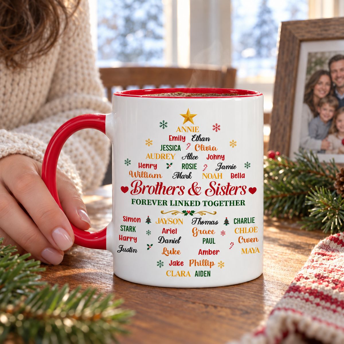 Custom Christmas & Birthday Gift for Brother & Sister • Our Bond Grows With Time - Personalized Accent Mug