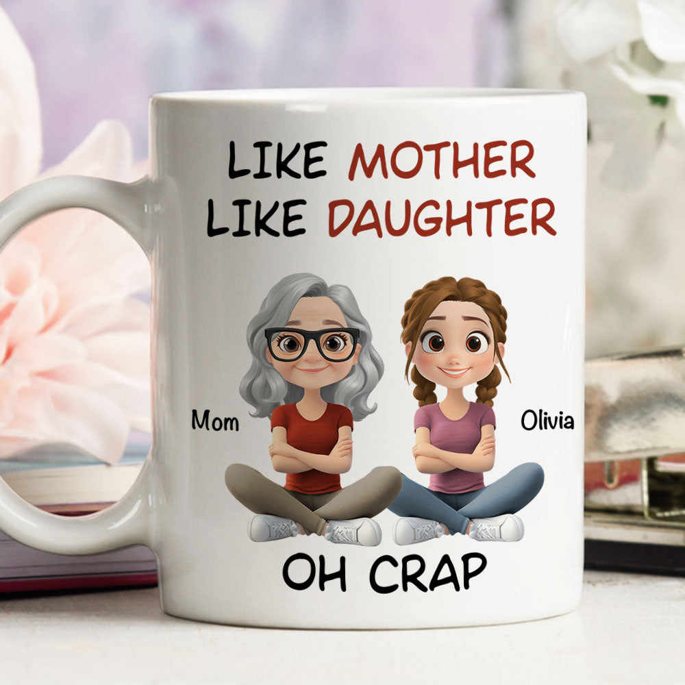 Custom Christmas & Birthday Gift for Daughter • Like Mother Like Daughter Cartoonized - Personalized Coffee Mug