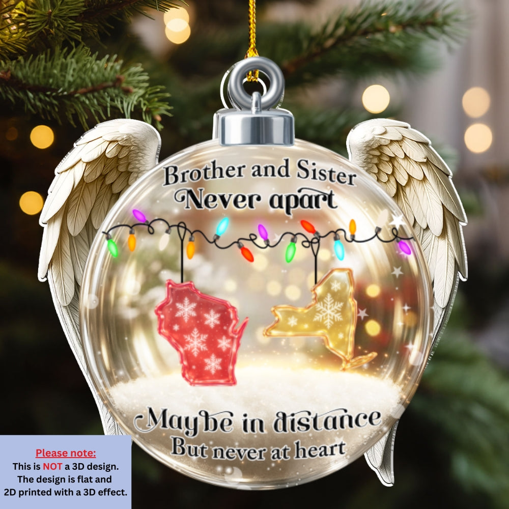 Custom Brothers & Sisters Christmas Ornament •  Brothers And Sisters Never Apart - Personalized Acrylic Ornament