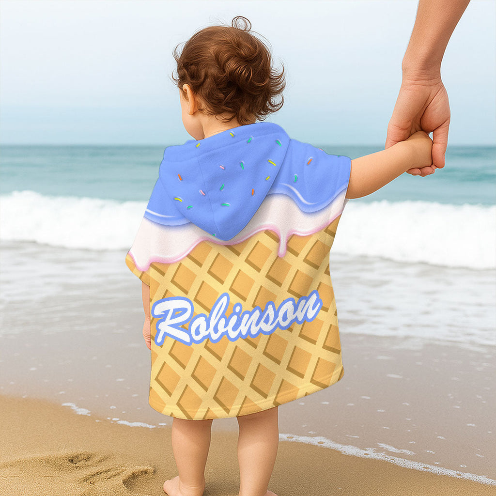 Ice Cream - Personalized Hooded Beach Towel