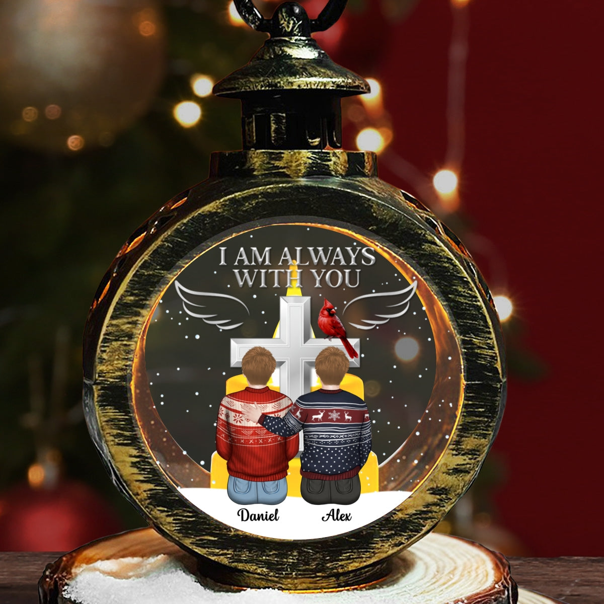 Custom Family Christmas Gifts, Holiday Decor • Always Beside You - Personalized Christmas Lantern