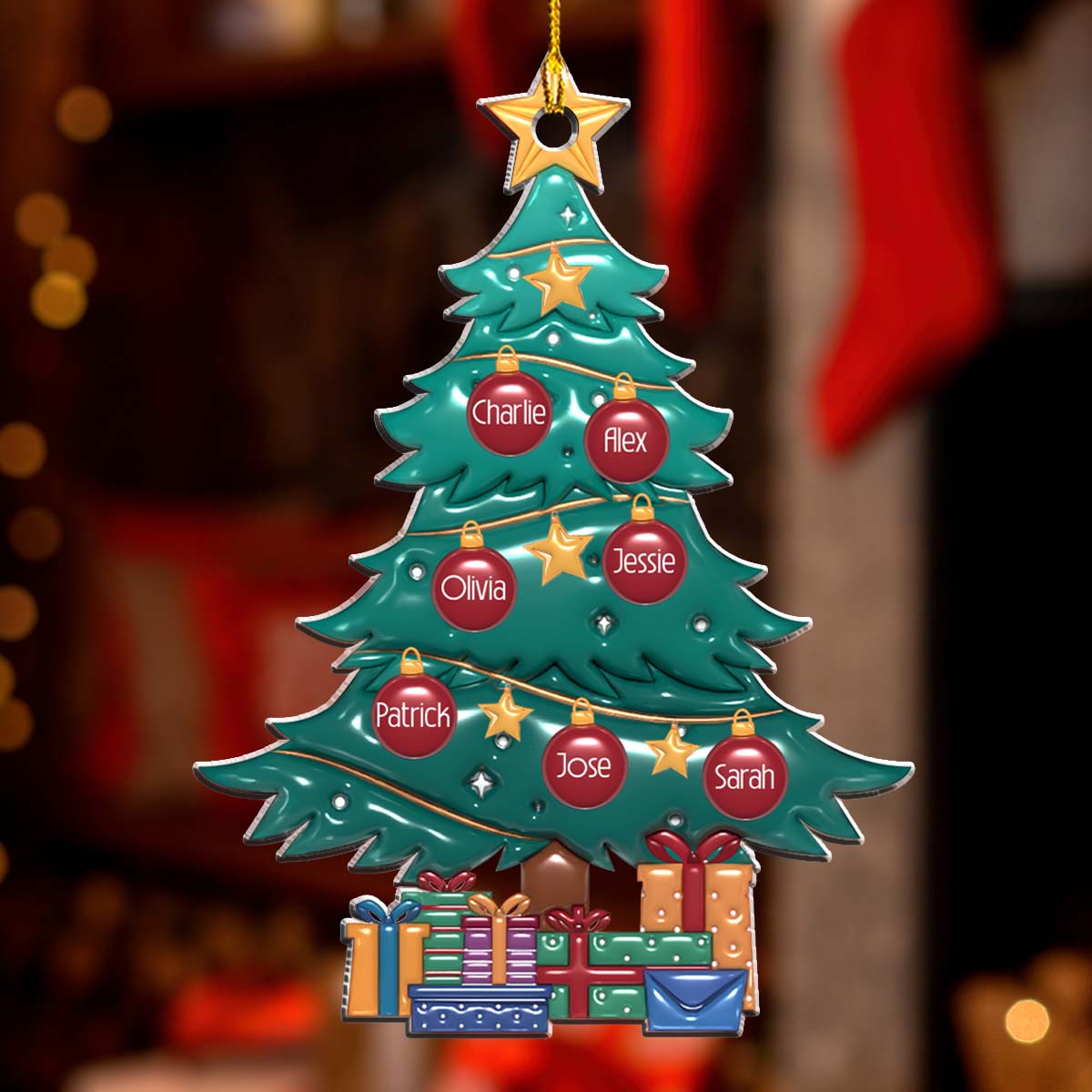 Custom Family Ornament, Christmas Gift for Family Members •  Family Tree Christmas 2024 - Personalized 3D Inflated Effect Acrylic Ornament