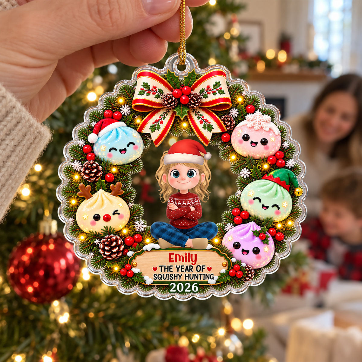 Custom Family Ornament, Christmas Gift for Family Members •  Cute Dumpling For Christmas - Personalized Acrylic Ornament