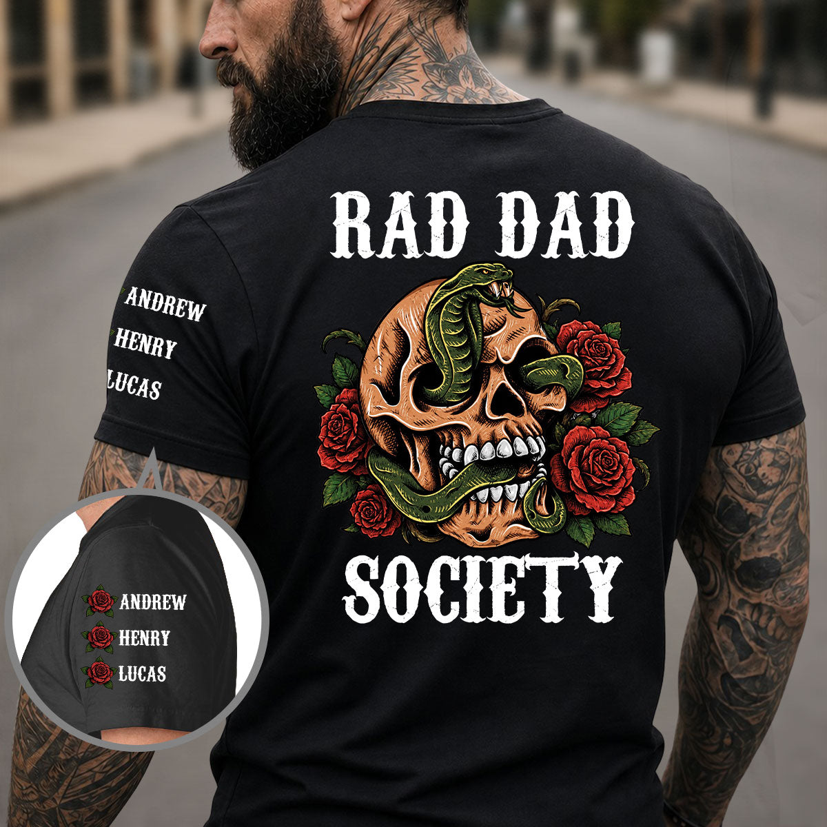 Custom Father's Day, Special Gift for Dad & Grandpa • The Society Need Rad Dads - Personalized Shirt With Design On Sleeve