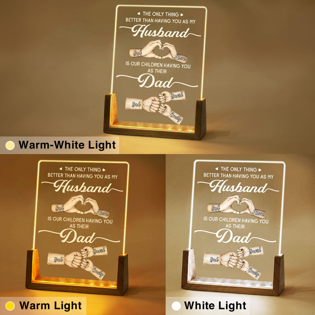 Custom Father's Day Gift for Dad Grandpa • For My Husband - Personalized Night Light