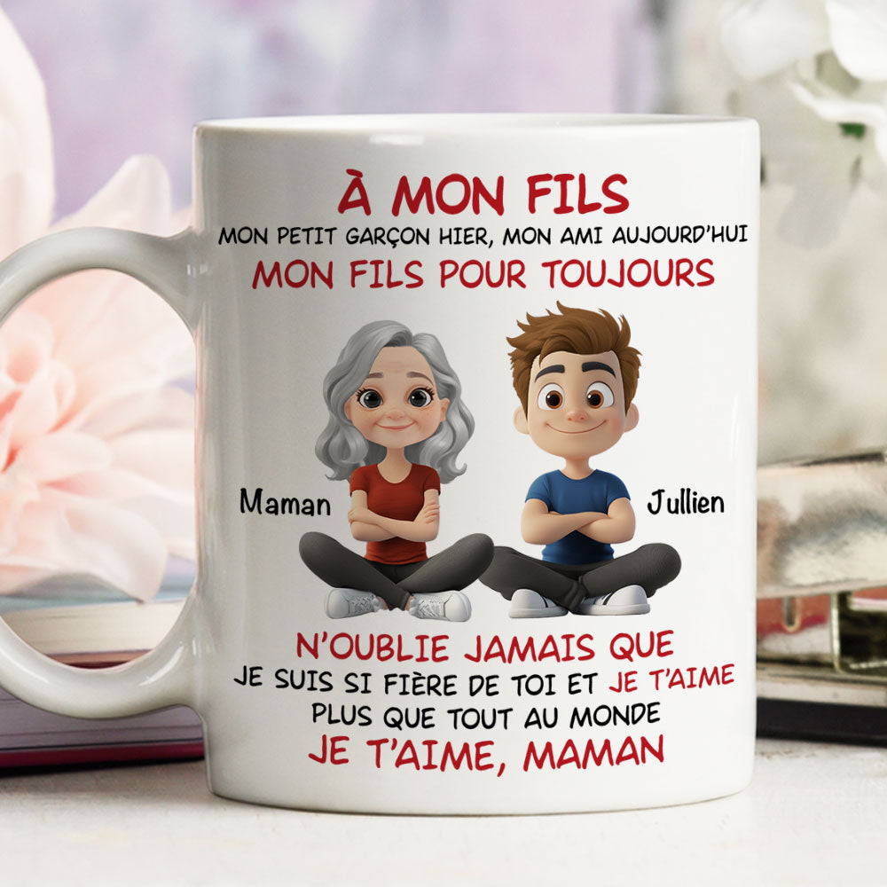 Custom Christmas & Birthday Gift for Son • Mon Fils Mon Petit Garçon d'Hier - Mug Personnalisé