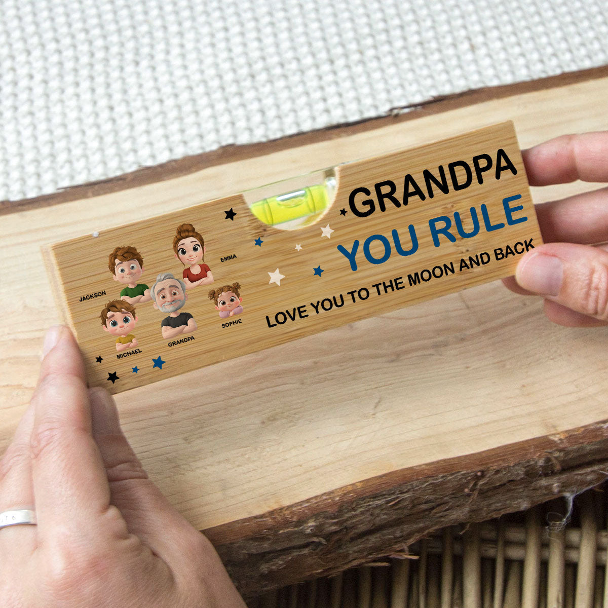 Dad You Rule - Personalized Wooden Spirit Level Bottle Opener