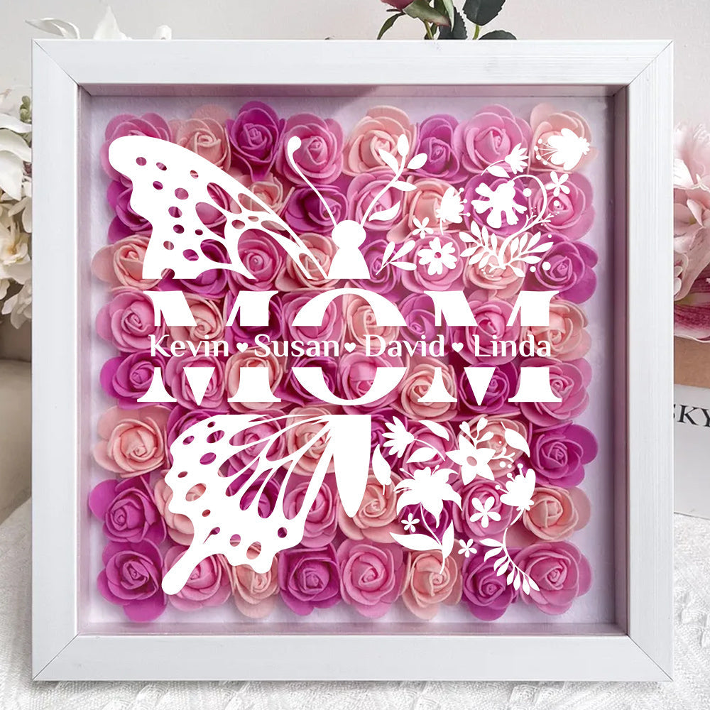 Mom Means Everything - Personalized Flower Shadow Box