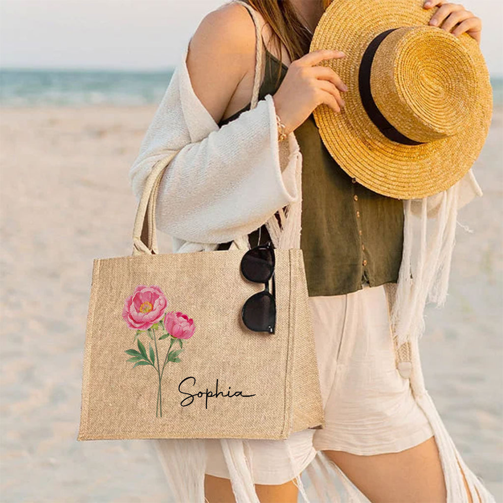 Friends Are Flowers That Never Fade - Personalized Jute Tote Bag