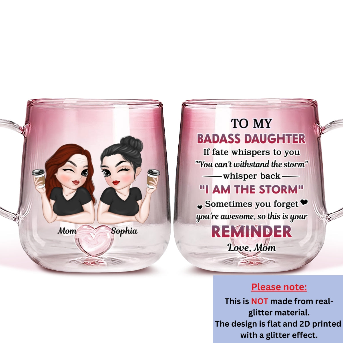 Custom Christmas & Birthday Gift for Daughter • My Brave Granddaughter - Personalized Pink Gradient Glass Mug