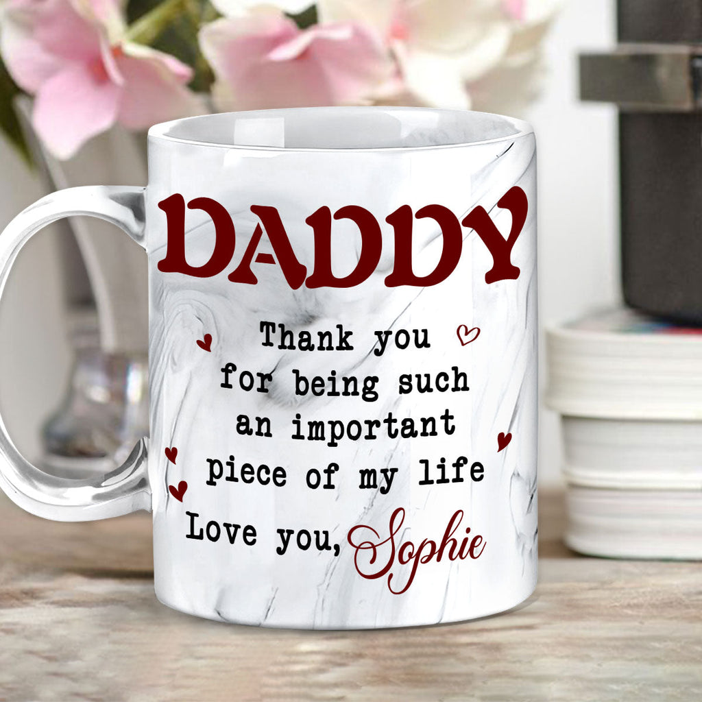 Custom Father's Day, Special Gift for Dad & Grandpa • Piece Of My Life - Personalized Grey Marble Mug