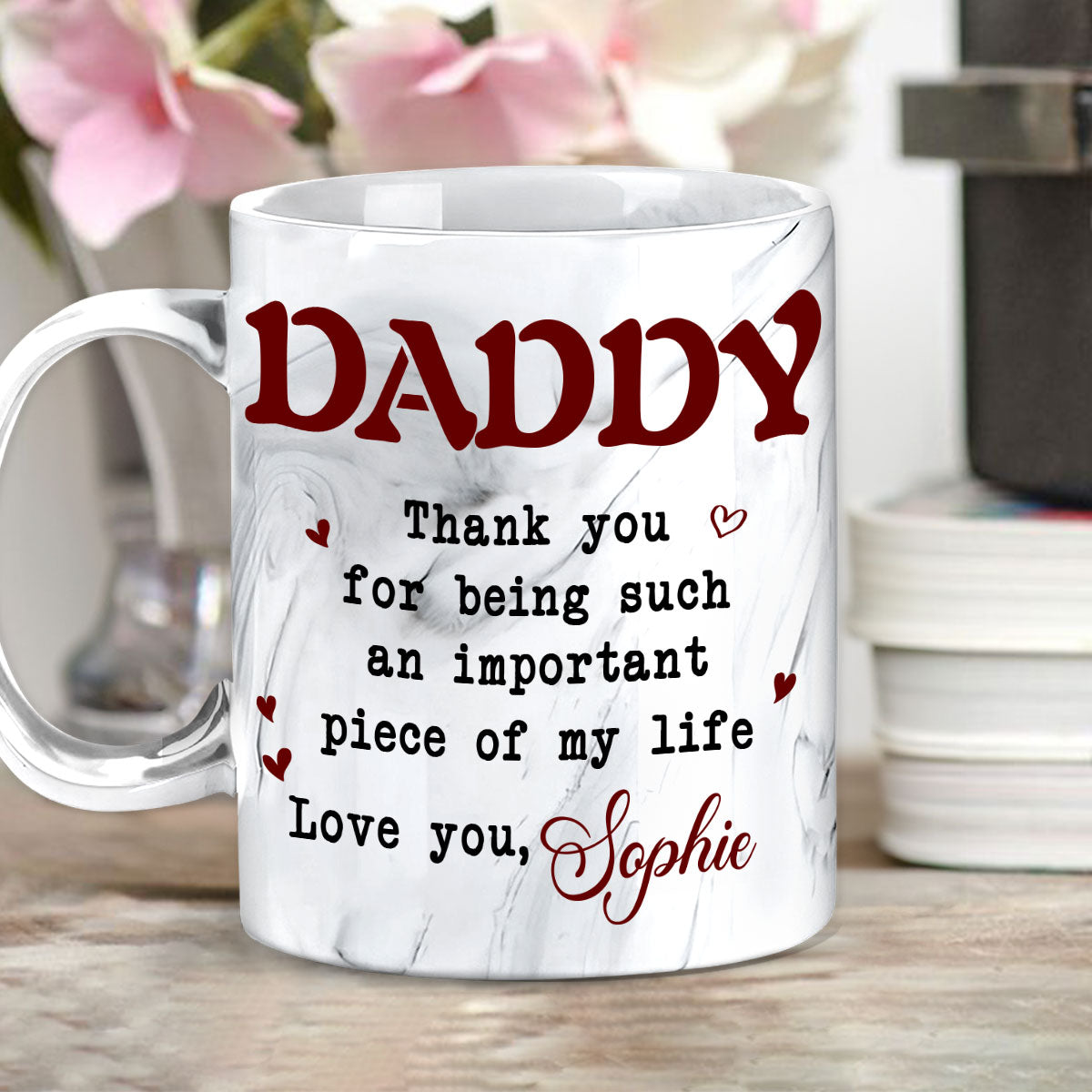 Custom Father's Day, Special Gift for Dad & Grandpa • Piece Of My Life - Personalized Grey Marble Mug