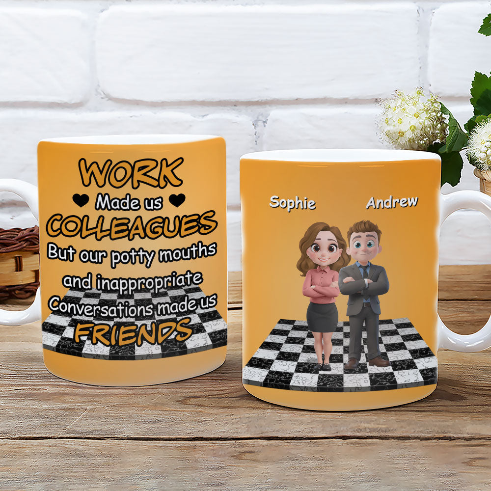 Custom Coworker, Christmas & Birthday Team Appreciation Gift • Work Made Us Colleagues - Personalized Coffee Mug
