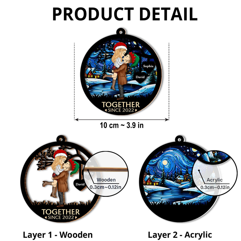 Custom Couple Christmas Ornament, Anniversary Gift •  Christmas Together - Personalized Suncatcher Ornament
