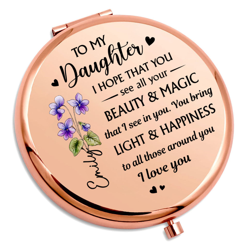 Daughter You Bring Happiness Everywhere - Personalized Compact Mirror
