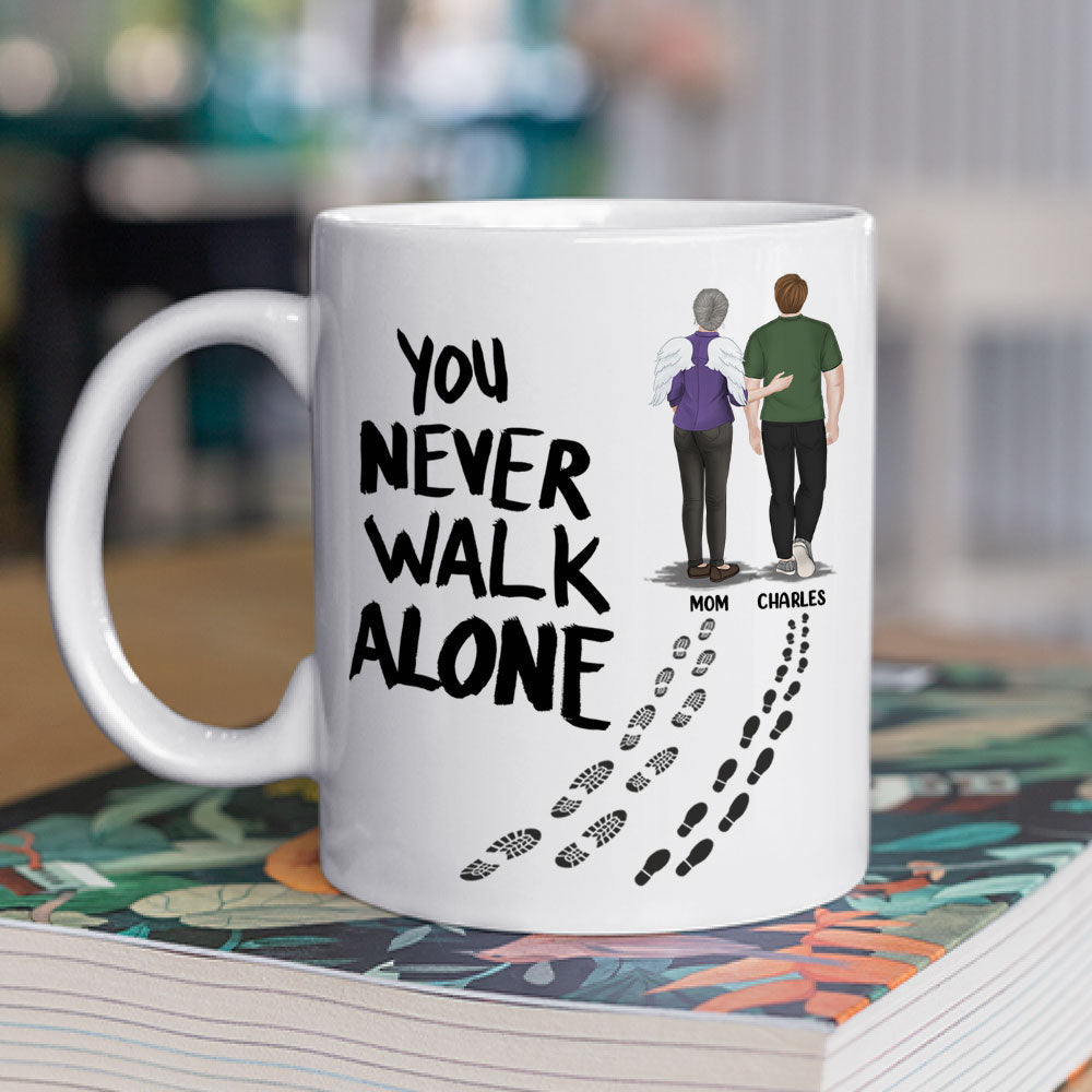 Custom Christmas & Birthday Keepsake Gift • You Never Walk Alone - Personalized Coffee Mug
